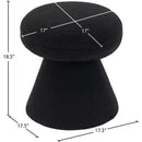  Color_Black -- Drum Black Faux Shearling Teddy Fabric Upholstered Ottoman IMAGE 4