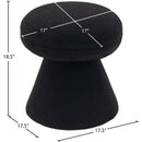 Meridian Drum Black Faux Shearling Teddy Fabric Ottoman/Stool IMAGE 4