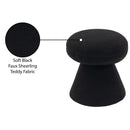  Color_Black -- Drum Black Faux Shearling Teddy Fabric Upholstered Ottoman IMAGE 5