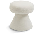  Color_Cream -- Drum Cream Faux Shearling Teddy Fabric Upholstered Ottoman IMAGE 1