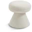  Color_Cream -- Drum Cream Faux Shearling Teddy Fabric Upholstered Ottoman IMAGE 1