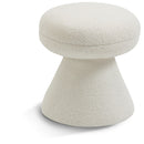 Meridian Drum Cream Faux Shearling Teddy Fabric Ottoman/Stool IMAGE 1