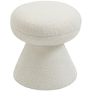  Color_Cream -- Drum Cream Faux Shearling Teddy Fabric Upholstered Ottoman IMAGE 3