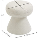 Color_Cream -- Drum Cream Faux Shearling Teddy Fabric Upholstered Ottoman IMAGE 4