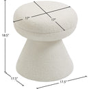 Meridian Drum Cream Faux Shearling Teddy Fabric Ottoman/Stool IMAGE 4