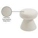  Color_Cream -- Drum Cream Faux Shearling Teddy Fabric Upholstered Ottoman IMAGE 5