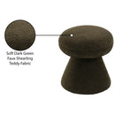  Color_Green -- Drum Green Faux Shearling Teddy Fabric Upholstered Ottoman IMAGE 5