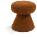  Color_Saddle -- Drum Saddle Faux Shearling Teddy Fabric Upholstered Ottoman IMAGE 1