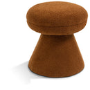  Color_Saddle -- Drum Saddle Faux Shearling Teddy Fabric Upholstered Ottoman IMAGE 1