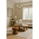  Color_Saddle -- Drum Saddle Faux Shearling Teddy Fabric Upholstered Ottoman IMAGE 2