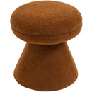  Color_Saddle -- Drum Saddle Faux Shearling Teddy Fabric Upholstered Ottoman IMAGE 3