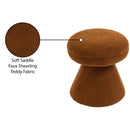  Color_Saddle -- Drum Saddle Faux Shearling Teddy Fabric Upholstered Ottoman IMAGE 5