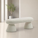  Color_Beige -- Meridian Drum Faux Shearling Teddy Fabric Upholstered Bench IMAGE 2