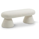  Color_Cream -- Drum Cream Faux Shearling Teddy Fabric Upholstered Bench IMAGE 1
