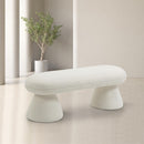  Color_Cream -- Drum Cream Faux Shearling Teddy Fabric Upholstered Bench IMAGE 2