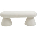  Color_Cream -- Drum Cream Faux Shearling Teddy Fabric Upholstered Bench IMAGE 3