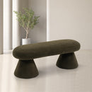  Color_Green -- Drum Green Faux Shearling Teddy Fabric Upholstered Bench IMAGE 2