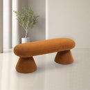  Color_Saddle -- Drum Saddle Faux Shearling Teddy Fabric Upholstered Bench IMAGE 2
