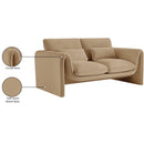 Meridian Sloan Camel Velvet Fabric Loveseat IMAGE 16