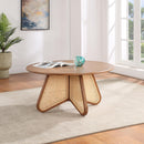  Meridian Butterfly Walnut Natural Cane And Oak Veneer Coffee Table IMAGE 2