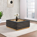  Meridian Rory Black Vegan Leather And Oak Veneer Coffee Table IMAGE 2