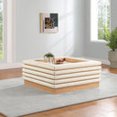  Meridian Rory Cream Vegan Leather And Oak Veneer Coffee Table IMAGE 2