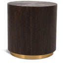  Meridian Nile Brown Oak Wood Top And Metal Base End Table IMAGE 1