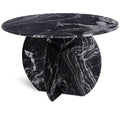  Color_Black -- Meridian Round Formentera Dining Table with Marble Top and Pedestal Base IMAGE 1