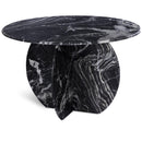  Color_Black -- Meridian Round Formentera Dining Table with Marble Top and Pedestal Base IMAGE 1