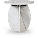  Meridian Formentera White Marble End / Side Table IMAGE 1