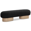  Color_Black/ Oak -- Meridian Robertson Boucle Fabric Upholstered Bench IMAGE 1