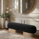  Color_Black/ Oak -- Meridian Robertson Boucle Fabric Upholstered Bench IMAGE 2