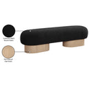  Color_Black/ Oak -- Meridian Robertson Boucle Fabric Upholstered Bench IMAGE 9