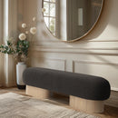  Color_Brown/ Oak -- Robertson Brown Boucle Fabric Upholstered Bench IMAGE 2