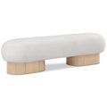  Color_Cream/ Oak -- Robertson Cream Boucle Fabric Upholstered Bench IMAGE 1