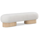 Color_Cream/ Oak -- Robertson Cream Boucle Fabric Upholstered Bench IMAGE 1