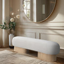 Color_Cream/ Oak -- Robertson Cream Boucle Fabric Upholstered Bench IMAGE 2