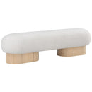 Color_Cream/ Oak -- Robertson Cream Boucle Fabric Upholstered Bench IMAGE 3