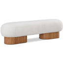  Meridian Robertson Cream Boucle Fabric Upholstered Bench IMAGE 1