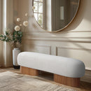  Meridian Robertson Cream Boucle Fabric Upholstered Bench IMAGE 2