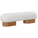  Meridian Robertson Cream Boucle Fabric Upholstered Bench IMAGE 3