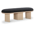  Color_Black/ Oak -- Meridian Wilshire Boucle Fabric Upholstered Bench IMAGE 1