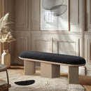  Color_Black/ Oak -- Meridian Wilshire Boucle Fabric Upholstered Bench IMAGE 2