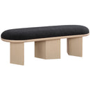  Color_Black/ Oak -- Meridian Wilshire Boucle Fabric Upholstered Bench IMAGE 3