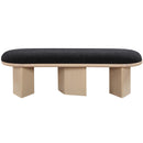  Color_Black/ Oak -- Meridian Wilshire Boucle Fabric Upholstered Bench IMAGE 4