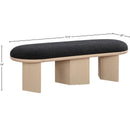  Color_Black/ Oak -- Meridian Wilshire Boucle Fabric Upholstered Bench IMAGE 8