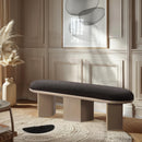  Color_Brown/ Oak -- Wilshire Brown Boucle Fabric Upholstered Bench IMAGE 2