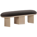  Color_Brown/ Oak -- Wilshire Brown Boucle Fabric Upholstered Bench IMAGE 3