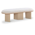  Color_Cream/ Oak -- Wilshire Cream Boucle Fabric Upholstered Bench IMAGE 1