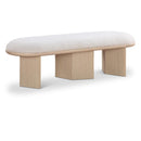  Color_Cream/ Oak -- Wilshire Cream Boucle Fabric Upholstered Bench IMAGE 1